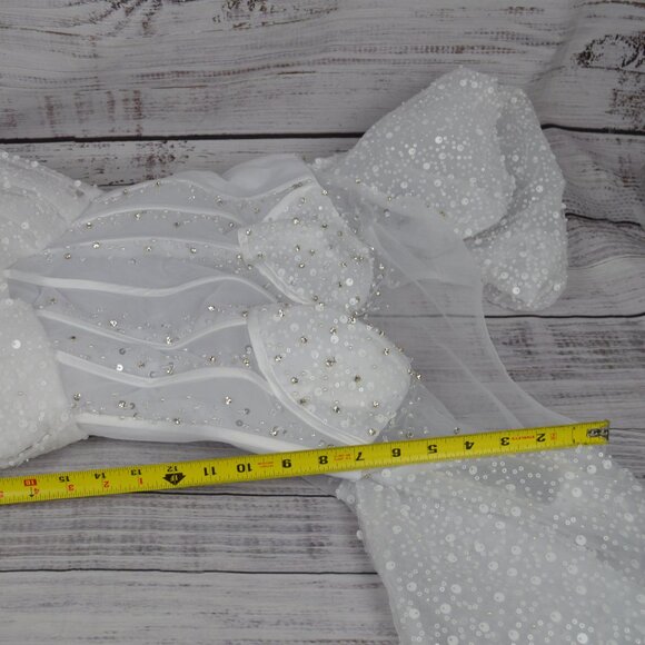 Prom Dress Ball Gown Quinceanera White Sparkly Sz 0 2 4 SEE MEASUREMENTS NWT - Picture 11 of 16